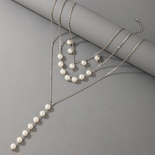 Bulk Jewelry Wholesale silver alloy pearl long multi-layer necklace JDC-NE-C103 Wholesale factory from China YIWU China