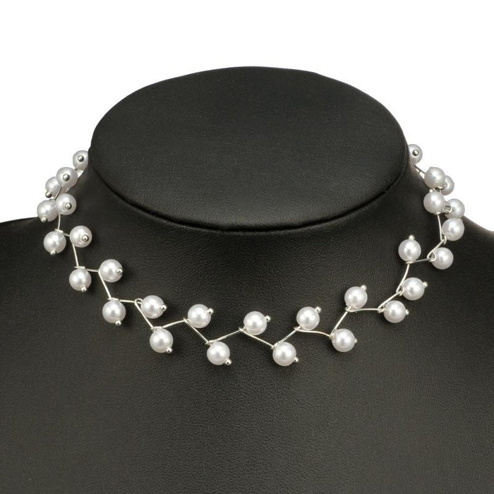 Bulk Jewelry Wholesale silver alloy pearl neck with short necklaces JDC-NE-C001 Wholesale factory from China YIWU China