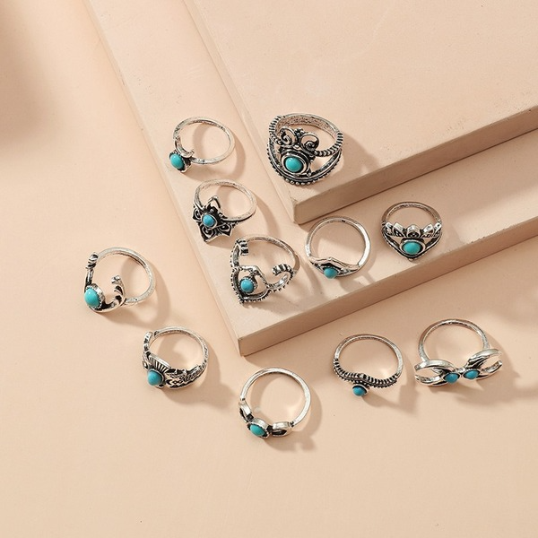 Bulk Jewelry Wholesale silver alloy pine ring 11-piece set JDC-RS-GSKQ017 Wholesale factory from China YIWU China