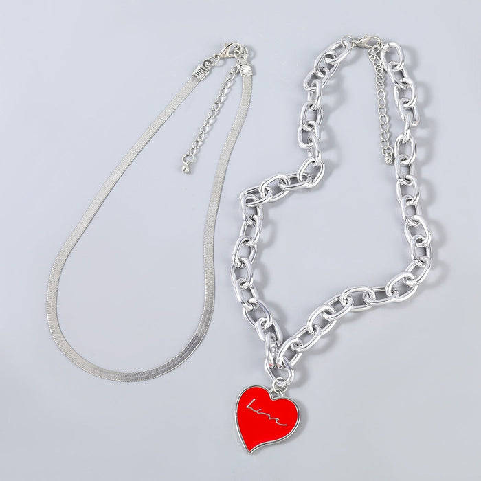 Wholesale Silver Alloy Plating Necklace JDC-NE-JL204 Necklaces 氿乐 Red Wholesale Jewelry JoyasDeChina Joyas De China