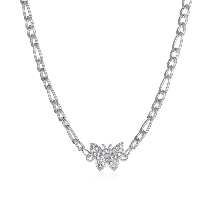 Bulk Jewelry Wholesale silver alloy rhinestone butterfly necklace JDC-NE-D645 Wholesale factory from China YIWU China