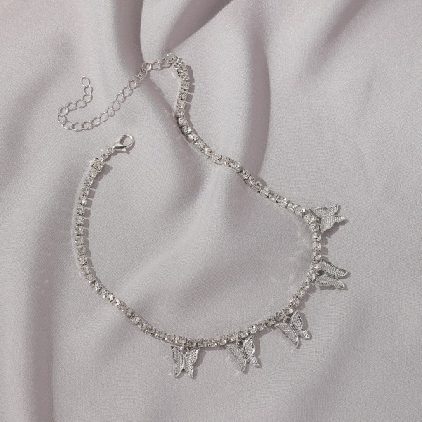Bulk Jewelry Wholesale silver alloy rhinestone butterfly pendant necklace women JDC-NE-GSD002 Wholesale factory from China YIWU China