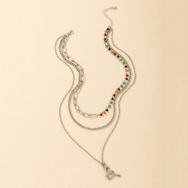 Bulk Jewelry Wholesale silver alloy rice bead chain serpentine multi-layer necklace JDC-NE-C101 Wholesale factory from China YIWU China