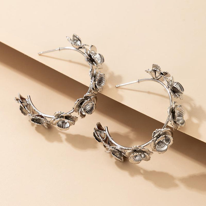 Wholesale silver alloy rose earrings JDC-ES-C156 Earrings JoyasDeChina 19069 Wholesale Jewelry JoyasDeChina Joyas De China
