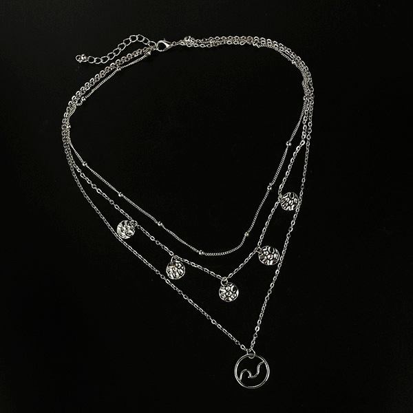 Bulk Jewelry Wholesale silver alloy round pendant multilayer Necklace JDC-NE-C052 Wholesale factory from China YIWU China