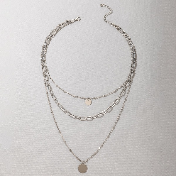 Bulk Jewelry Wholesale silver alloy round round round sequin necklace JDC-NE-C031 Wholesale factory from China YIWU China