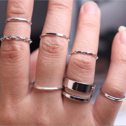 Bulk Jewelry Wholesale silver alloy set of seven rings JDC-RS-RL017 Wholesale factory from China YIWU China