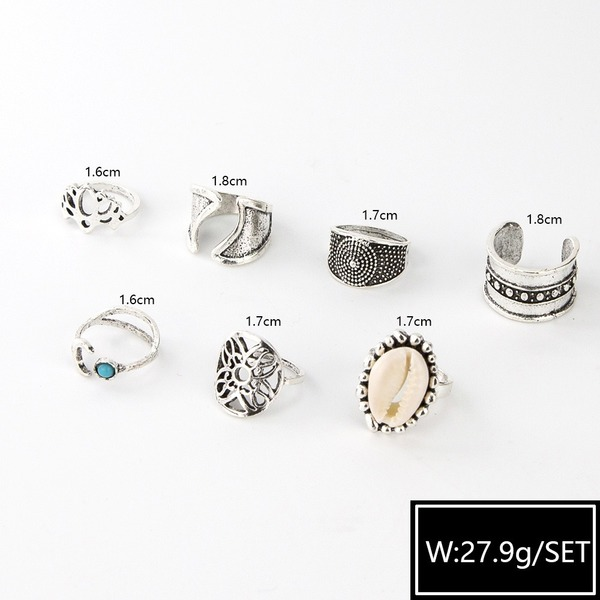 Bulk Jewelry Wholesale silver alloy shell rings  JDC-RS-e033 Wholesale factory from China YIWU China