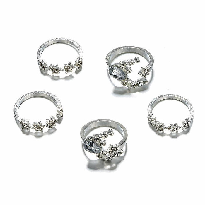 Bulk Jewelry Wholesale silver alloy star moon crystal ring JDC-RS-C115 Wholesale factory from China YIWU China