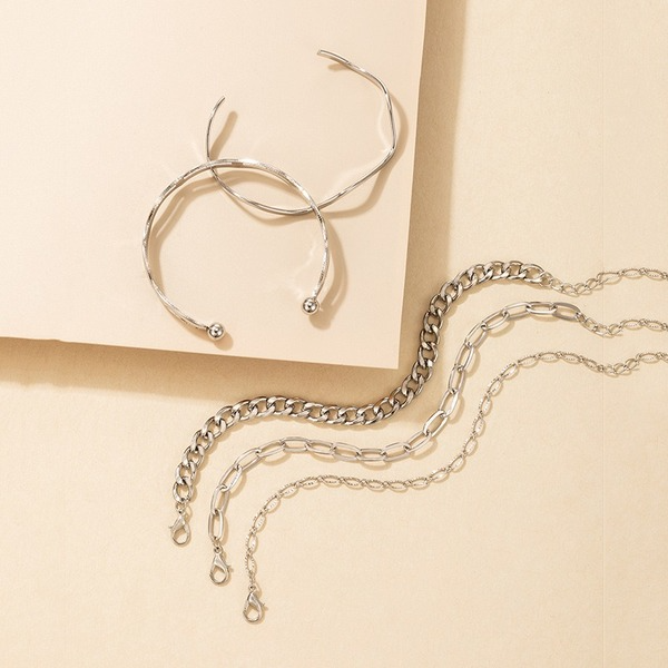 Bulk Jewelry Wholesale silver alloy thick chain bracelet 5 piece set JDC-BT-C050 Wholesale factory from China YIWU China