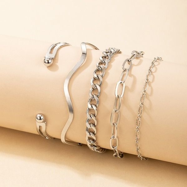 Bulk Jewelry Wholesale silver alloy thick chain bracelet 5 piece set JDC-BT-C050 Wholesale factory from China YIWU China