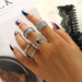 Bulk Jewelry Wholesale silver alloy totem black gemstone 5-piece set ring JDC-RS-C173 Wholesale factory from China YIWU China