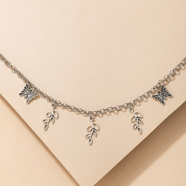 Bulk Jewelry Wholesale silver alloy trend butterfly leaves simple necklace women JDC-NE-C033 Wholesale factory from China YIWU China