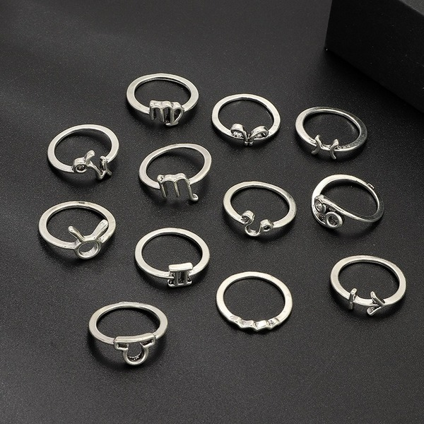 Bulk Jewelry Wholesale silver alloy twelve constellation ring JDC-RS-e029 Wholesale factory from China YIWU China