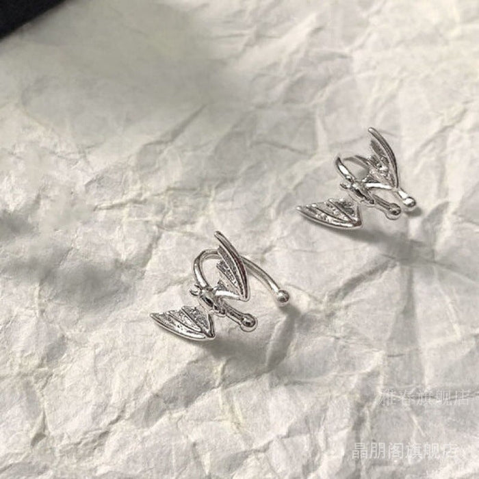 Wholesale silver bat copper ear clip JDC-ES-ChiH017 Earrings 池豪 Silver pair Wholesale Jewelry JoyasDeChina Joyas De China
