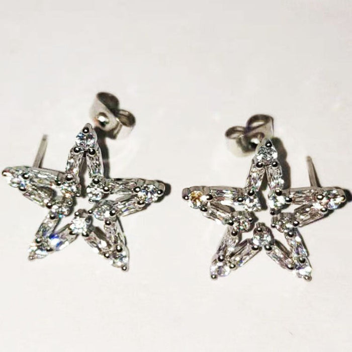 Wholesale silver big bow five-pointed star metal Earrings JDC-ES-WN044 Earrings 薇妮 AER075silver Wholesale Jewelry JoyasDeChina Joyas De China