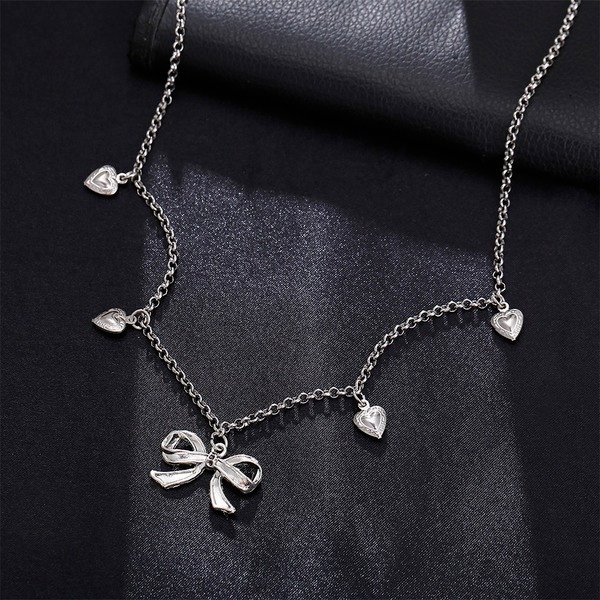 Bulk Jewelry Wholesale silver bow necklace love letter pendant chain alloy necklace JDC-NE-F353 Wholesale factory from China YIWU China