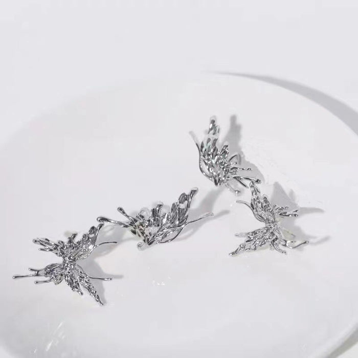 Wholesale silver butterfly stud earrings alloy set JDC-ES-ChiH002 Earrings 池豪 Wholesale Jewelry JoyasDeChina Joyas De China