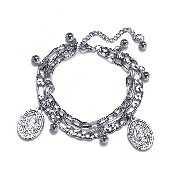 Wholesale silver color alloy double cross pendant bracelet JDC-BT-F536 Bracelet JoyasDeChina 5286802 Wholesale Jewelry JoyasDeChina Joyas De China