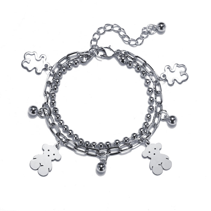 Wholesale silver color alloy double cross pendant bracelet JDC-BT-F536 Bracelet JoyasDeChina 5286803 Wholesale Jewelry JoyasDeChina Joyas De China