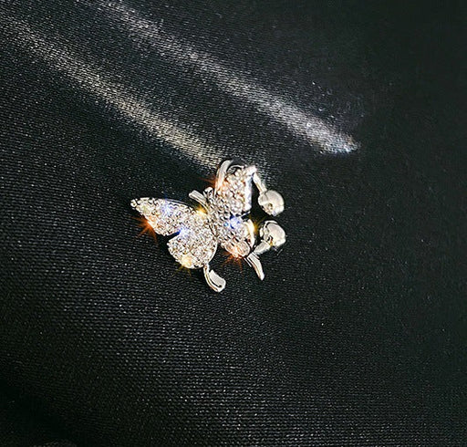Wholesale silver color rhinestone alloy butterfly earrings JDC-ES-GSBY053 Earrings JoyasDeChina Wholesale Jewelry JoyasDeChina Joyas De China