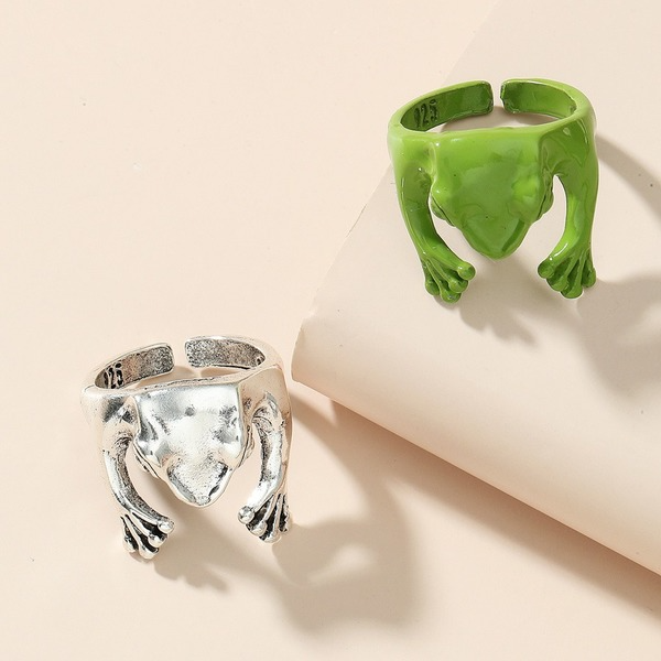 Bulk Jewelry Wholesale silver copper frog ring JDC-RS-D024 Wholesale factory from China YIWU China
