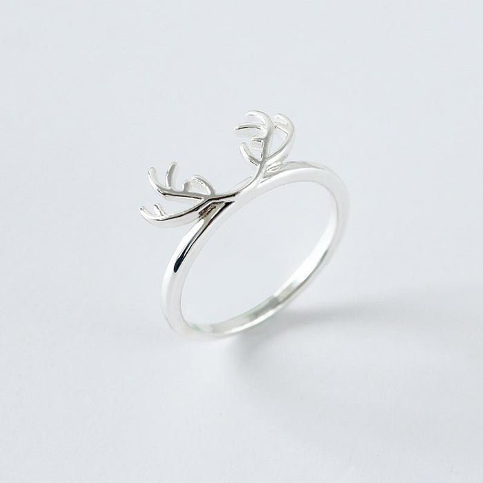 Bulk Jewelry Wholesale silver copper moose ring antlers JDC-RS-D048 Wholesale factory from China YIWU China