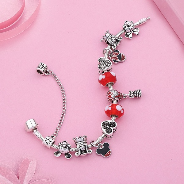 Bulk Jewelry Wholesale silver crystal Mickey Minnie glass bracelet JDC-BT-LX003 Wholesale factory from China YIWU China