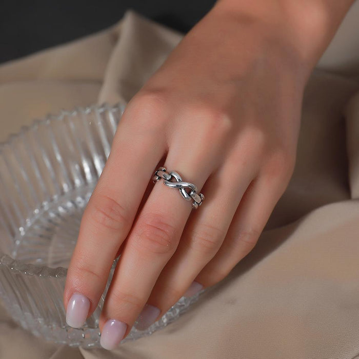 Bulk Jewelry Wholesale silver crystal smiling face knotted multilayer ring JDC-RS-D052 Wholesale factory from China YIWU China