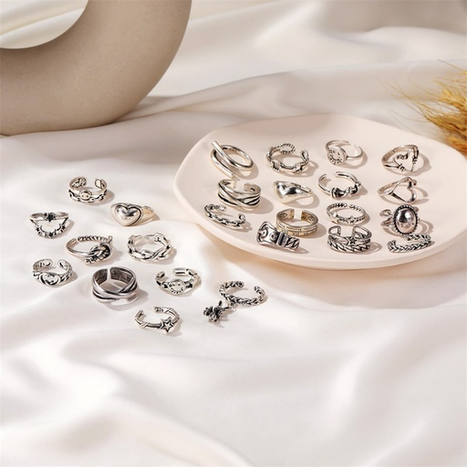 Bulk Jewelry Wholesale silver crystal smiling face knotted multilayer ring JDC-RS-D052 Wholesale factory from China YIWU China