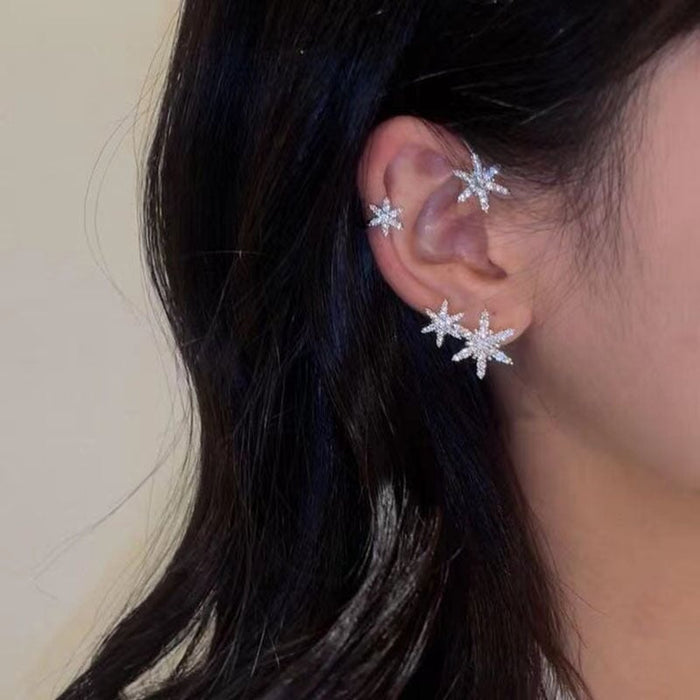 Wholesale silver diamond-encrusted snowflake alloy earhooks JDC-ES-ChiH007 Earrings 池豪 Wholesale Jewelry JoyasDeChina Joyas De China