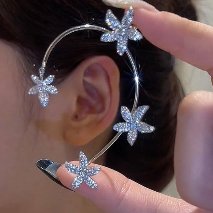 Wholesale silver diamond-set flower alloy ear clips JDC-ES-ChiH005 Earrings 池豪 Wholesale Jewelry JoyasDeChina Joyas De China