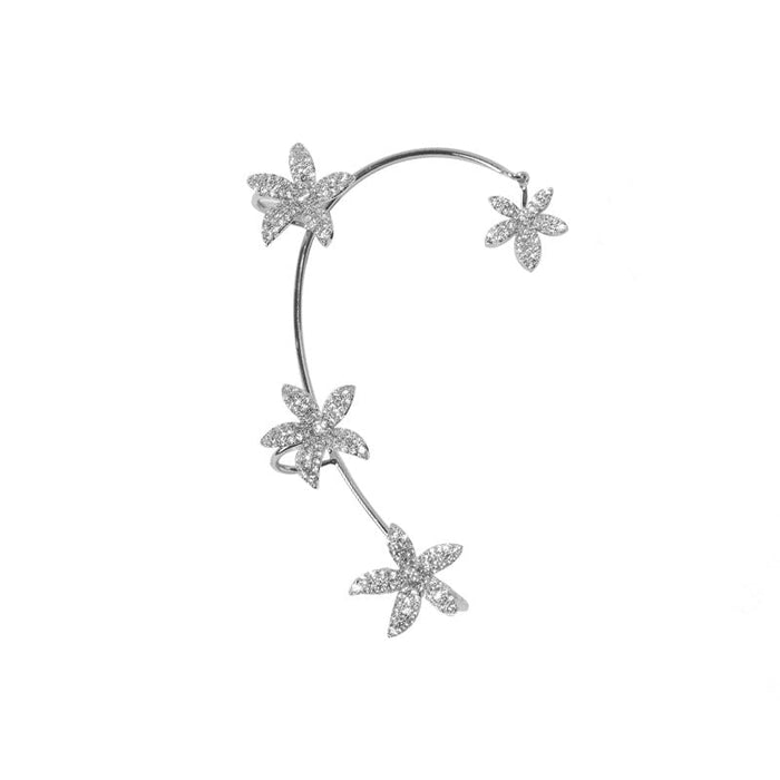 Wholesale silver diamond-set flower alloy ear clips JDC-ES-ChiH005 Earrings 池豪 Silver right ear1 Wholesale Jewelry JoyasDeChina Joyas De China
