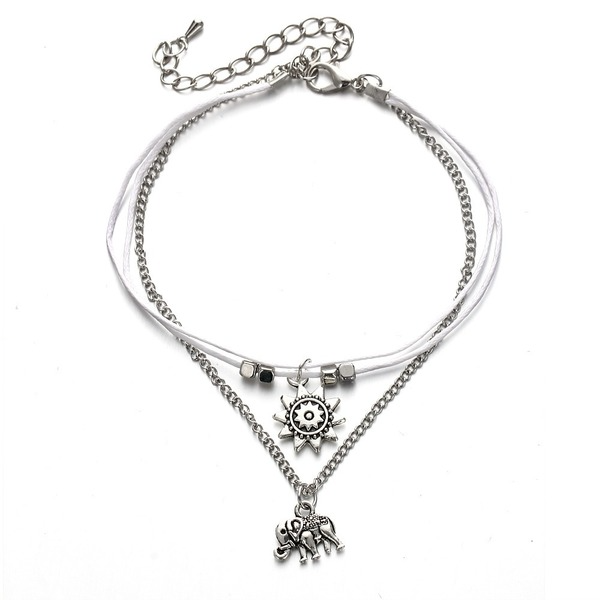 Bulk Jewelry Wholesale silver elephant sun three-layer alloy anklet JDC-AS-F418 Wholesale factory from China YIWU China