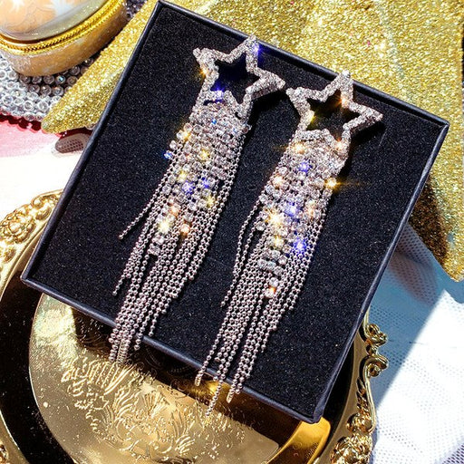 Wholesale silver five pointed star alloy earrings JDC-ES-BY042 Earrings 宝钰 Wholesale Jewelry JoyasDeChina Joyas De China
