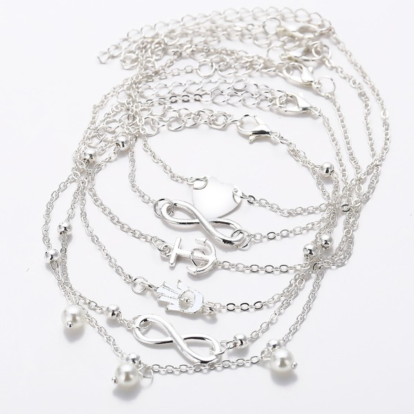 Bulk Jewelry Wholesale silver heart anchor artificial pearl alloy anklet JDC-AS-F313 Wholesale factory from China YIWU China
