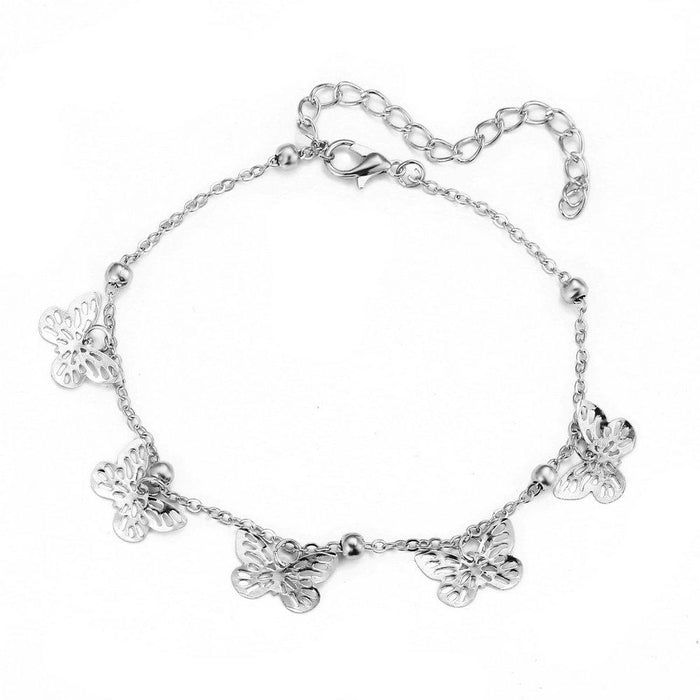 Bulk Jewelry Wholesale silver hollow butterfly pendant alloy anklet JDC-AS-F431 Wholesale factory from China YIWU China