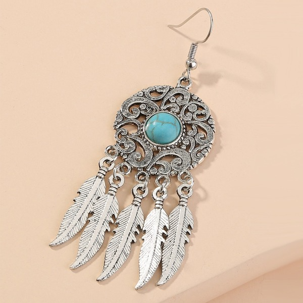 Wholesale silver hollow feather tassel alloy Dreamcatcher Earrings JDC-ES-GSNM073 Earrings JoyasDeChina Wholesale Jewelry JoyasDeChina Joyas De China
