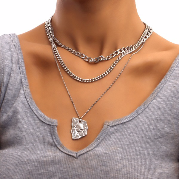Wholesale silver irregular pendant alloy necklaces JDC-NE-ZW025 necklaces JoyasDeChina Wholesale Jewelry JoyasDeChina Joyas De China