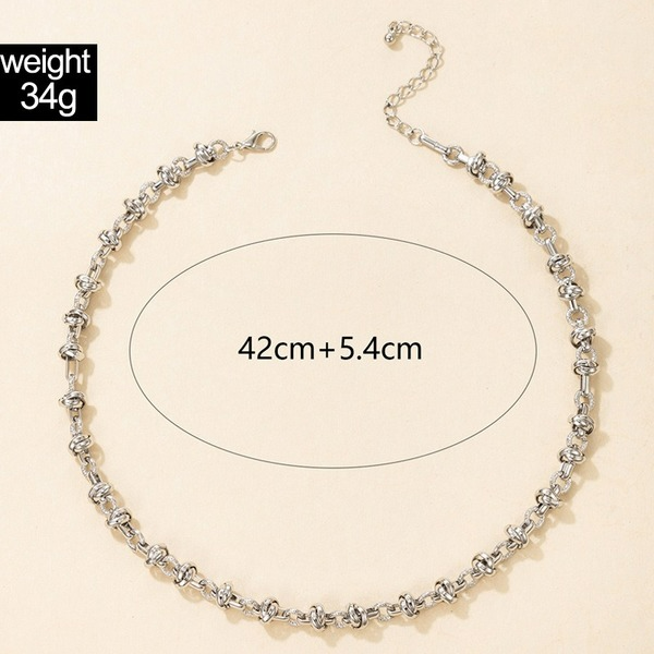 Wholesale silver knotted buckle single layer Necklace JDC-NE-C153 NECKLACE JoyasDeChina Wholesale Jewelry JoyasDeChina Joyas De China