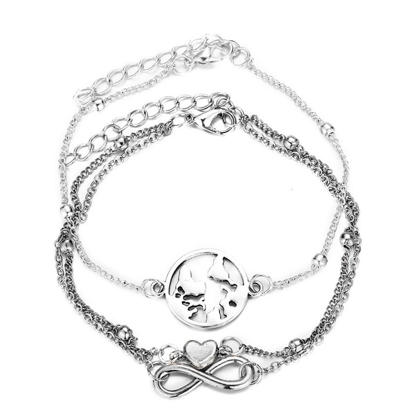Bulk Jewelry Wholesale silver map love lucky character alloy Anklet JDC-AS-F430 Wholesale factory from China YIWU China