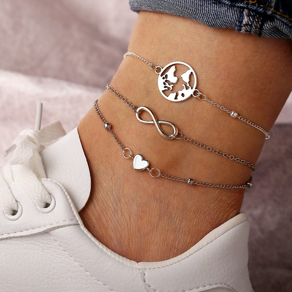 Bulk Jewelry Wholesale silver map love lucky character alloy Anklet JDC-AS-F430 Wholesale factory from China YIWU China