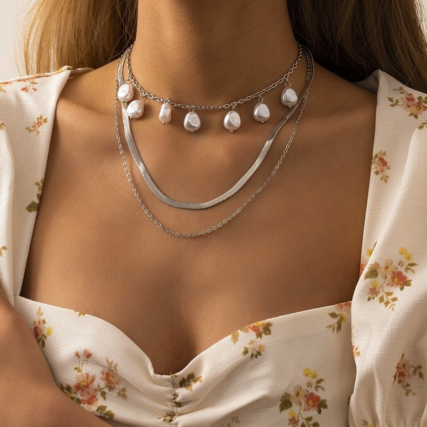 Bulk Jewelry Wholesale silver metal corn imitation pearl necklace JDC-NE-KunJ016 Wholesale factory from China YIWU China
