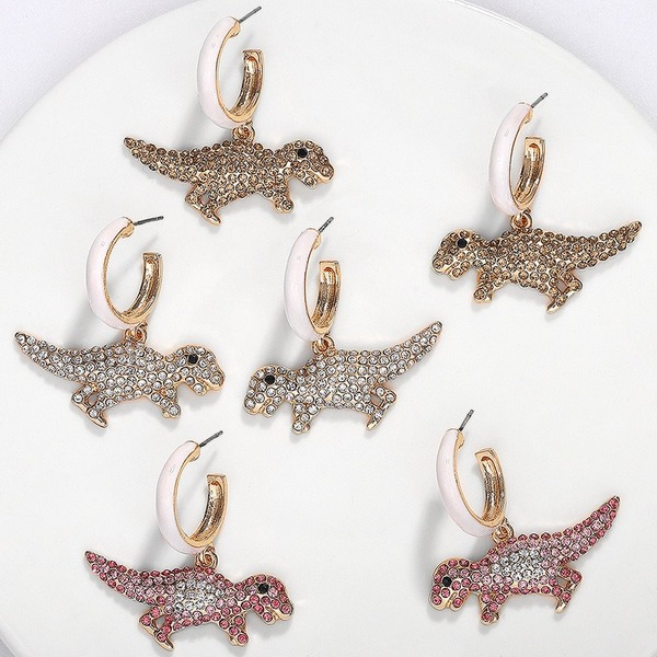 Bulk Jewelry Wholesale silver metal diamond dinosaur earrings JDC-ES-V032 Wholesale factory from China YIWU China
