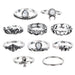 Bulk Jewelry Wholesale silver metal moon flower elephant joint ring set of 10 JDC-RS-C195 Wholesale factory from China YIWU China