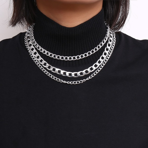 Bulk Jewelry Wholesale silver metal multi-layer U-shaped tassel chain necklace female JDC-NE-KunJ010 Wholesale factory from China YIWU China