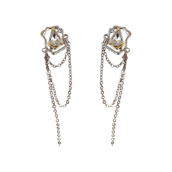 Wholesale Silver Needle Alloy Rhinestone Tassel Earrings JDC-ES-BY168 Earrings 宝钰 Wholesale Jewelry JoyasDeChina Joyas De China