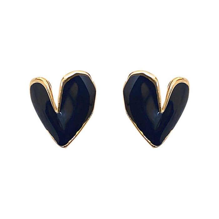 Wholesale Silver Needle Enamel Alloy Heart Earrings JDC-ES-BY176 Earrings 宝钰 Wholesale Jewelry JoyasDeChina Joyas De China