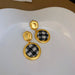 Wholesale Silver Needle Fabric Alloy Earrings JDC-ES-BY159 Earrings 宝钰 black Wholesale Jewelry JoyasDeChina Joyas De China