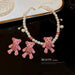 Wholesale Silver Needle Rhinestone Flocking Bear Fabric Earrings JDC-ES-BY189 Earrings 宝钰 Wholesale Jewelry JoyasDeChina Joyas De China
